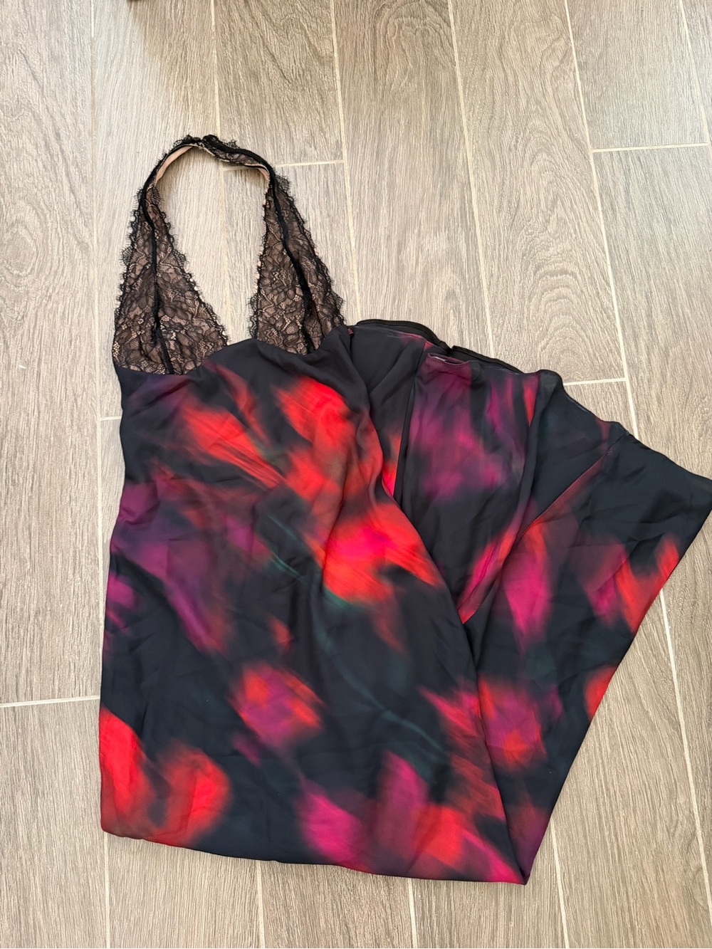 Whitefox Halter Slip with Red & Pink Floral Accents